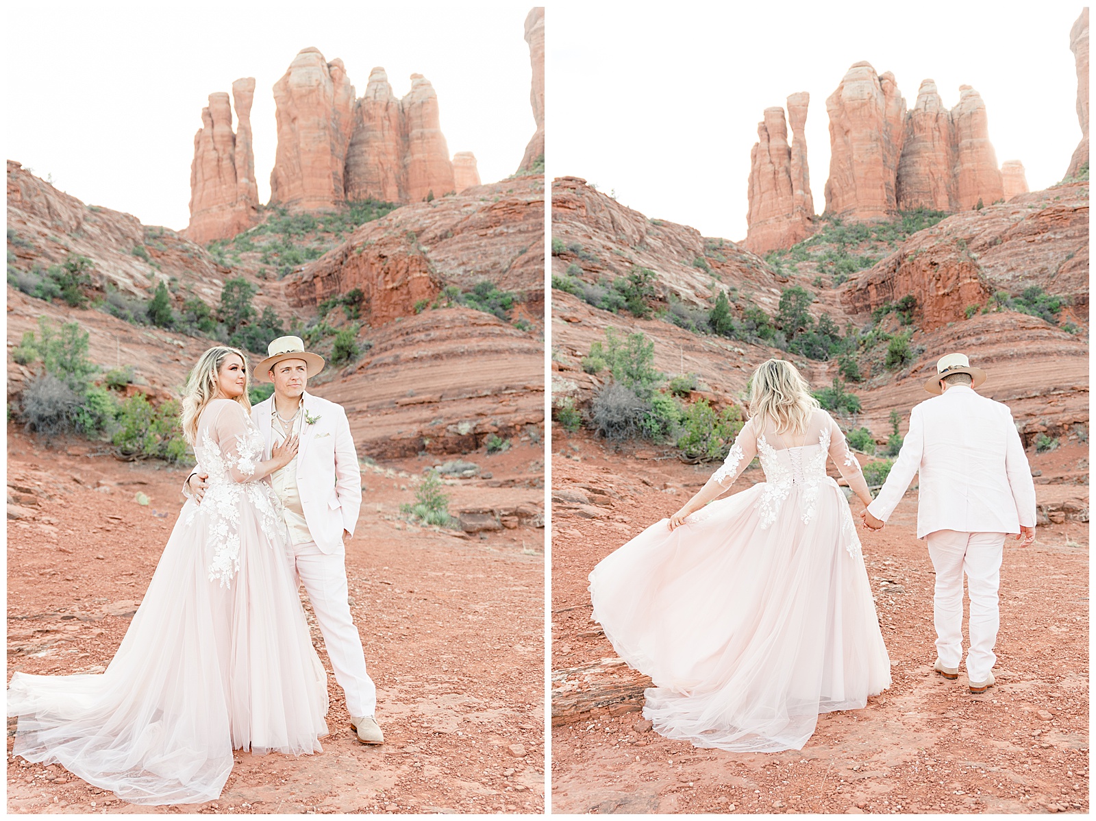 Elopement photos of the bride and groom in Sedona