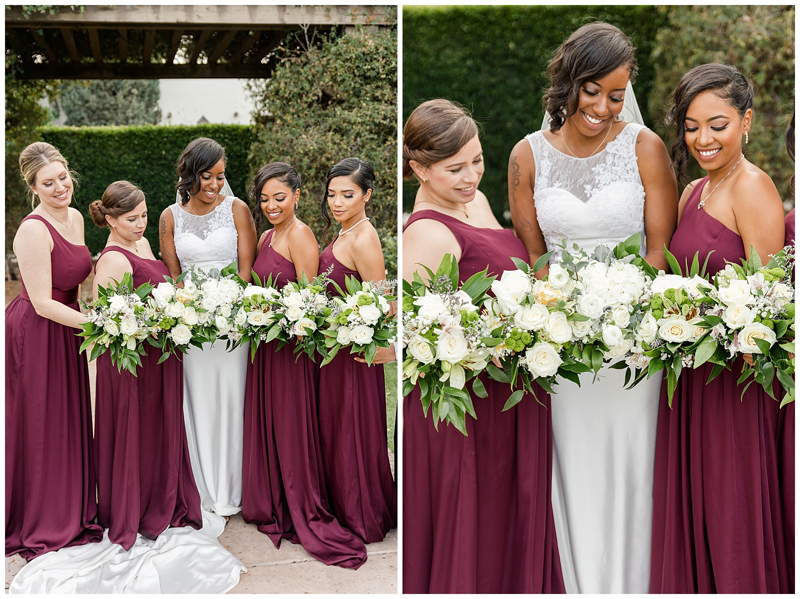 arizona wedding photography maroon bridesmaids