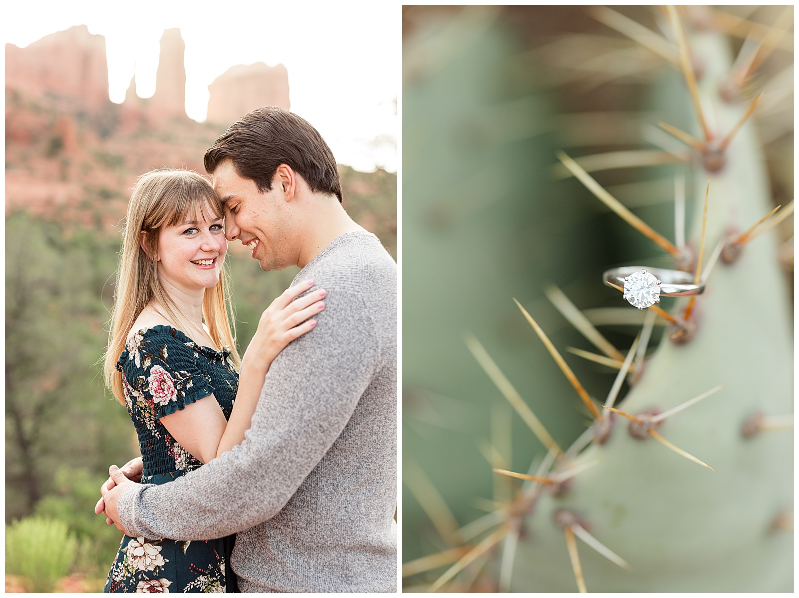 Arizona Wedding Photographer engagement cactus ring