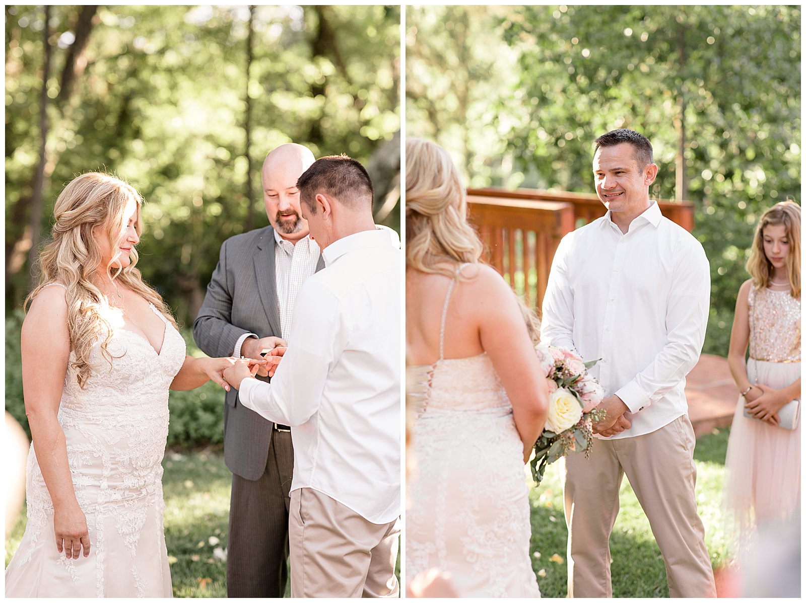 Bride and groom exchange rings during their elopement