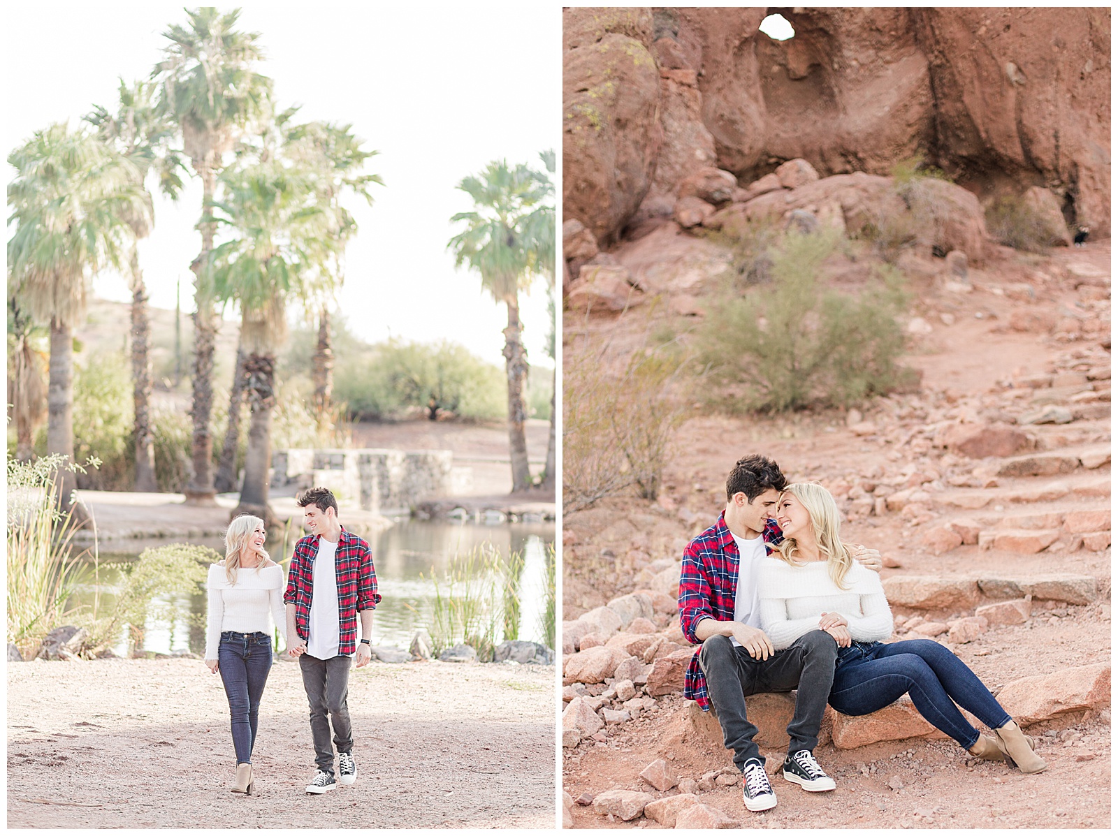 engagement photos Phoenix Wedding Photographers papago park hole in the rock sitting